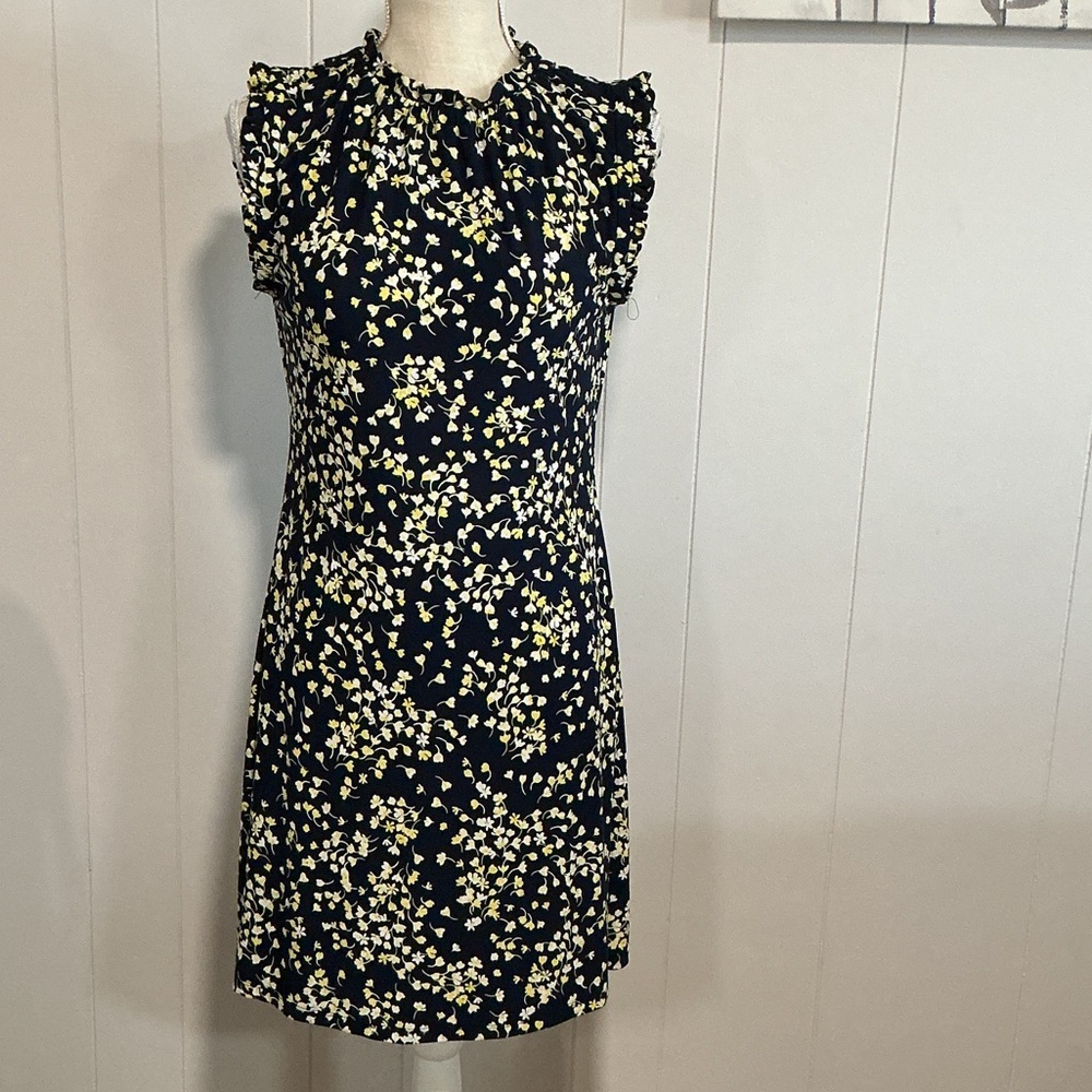 Tommy Hilfiger Navy Midi Dress with Yellow & White Floral Print